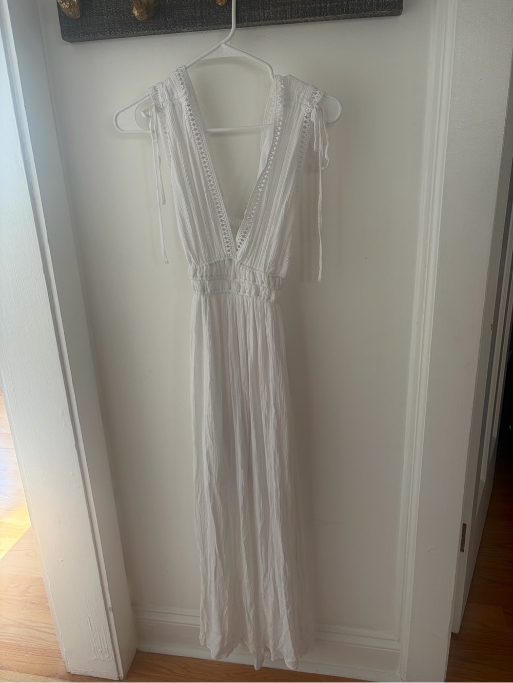 White V-Neck Maxi Dress SZ L
